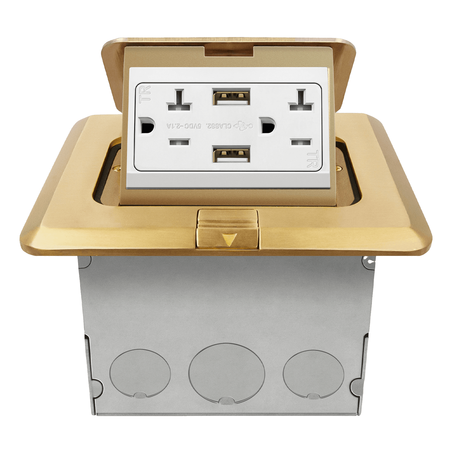 1-Gang Pop-Up Floor/Counter Top Box 20A Duplex Decorator Receptacle With Dual 2.1A USB-A Charger | Tamper Resistant | 125V | Enerlites 961243-C/S-USB