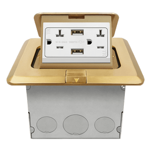 ENERLITES square pop-up floor box with USB charger and tamper-resistant receptacle - Available at Electrical Marketplace