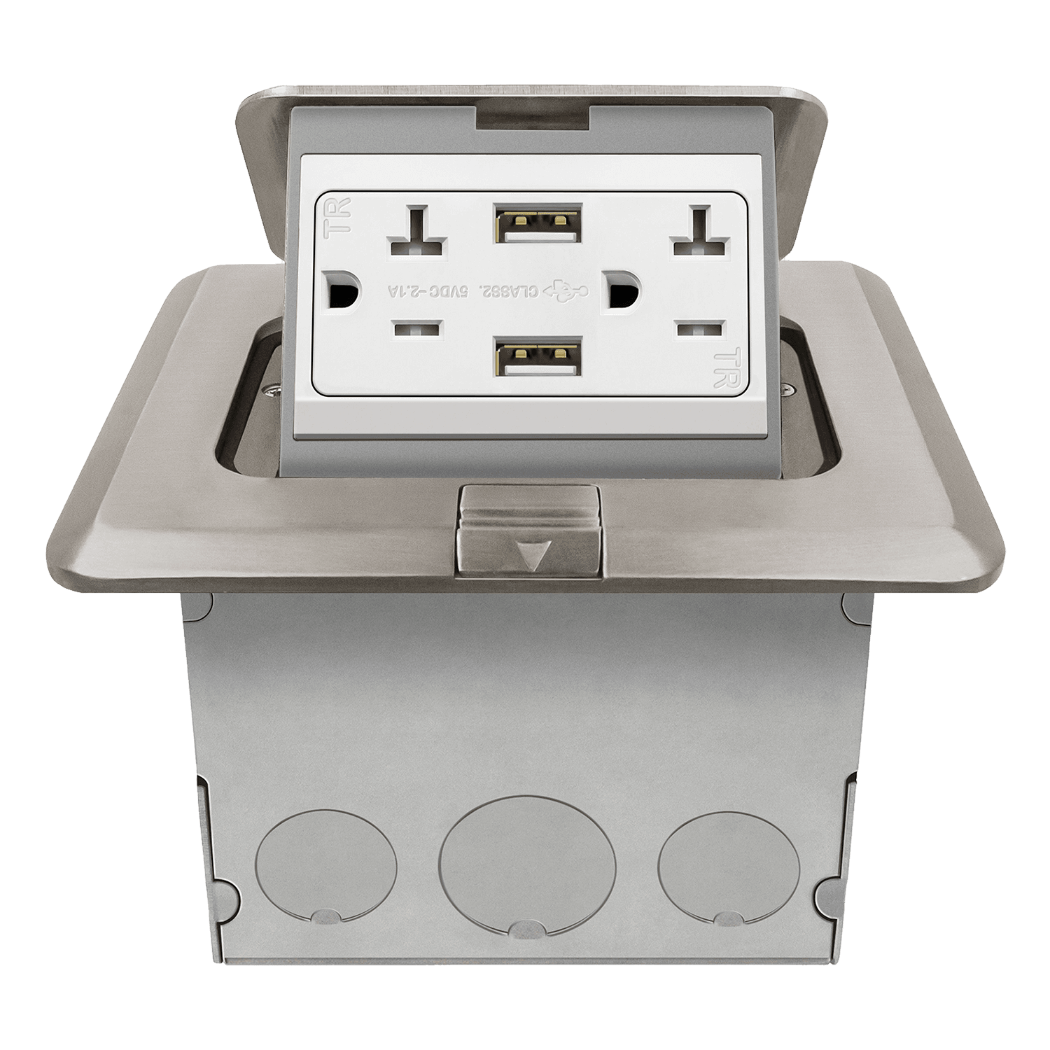 ENERLITES square pop-up floor box with USB charger and tamper-resistant receptacle