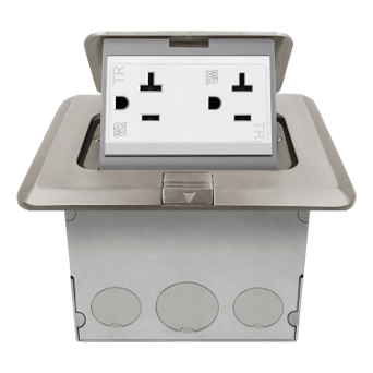 1-Gang Pop-up Floor Box with 20 Amp Duplex Decorator Receptacle | Tamper/Weather Resistant | 125V | Enerlites 961243-C/S