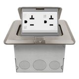 Enerlites 961243-C 1-gang brass square pop-up floor box kit with 20A tamper- and weather-resistant decorator duplex receptacle