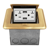 ENERLITES square soft pop-up floor box with 4.0A USB charger and tamper-resistant receptacle