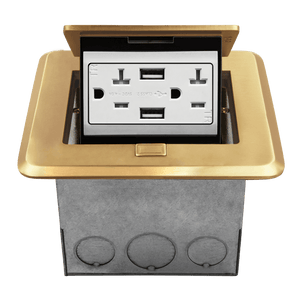 ENERLITES square soft pop-up floor box with 4.0A USB charger and tamper-resistant receptacle - Available at Electrical Marketplace