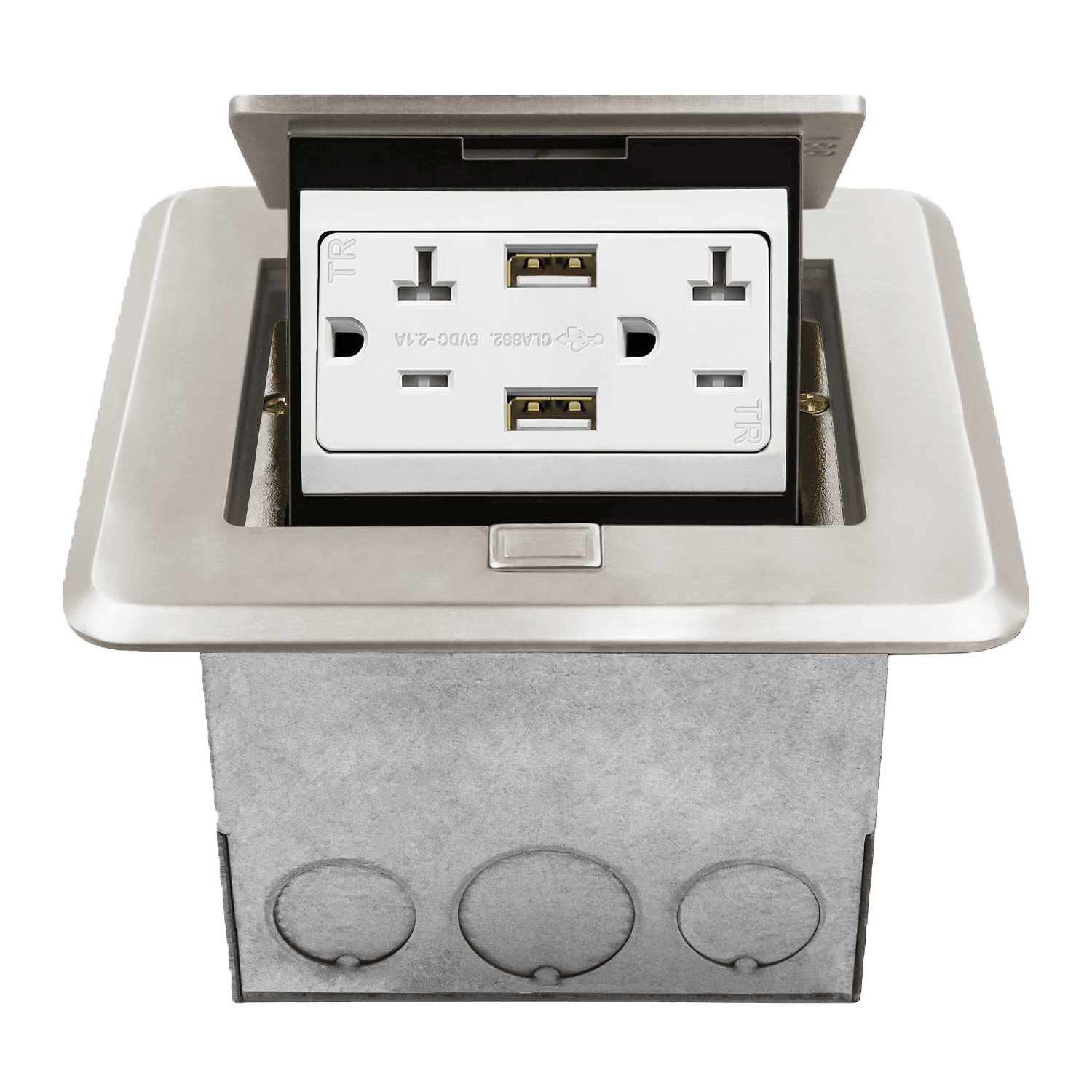 ENERLITES square soft pop-up floor box with 4.0A USB charger and tamper-resistant receptacle