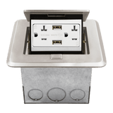 ENERLITES square soft pop-up floor box with 4.0A USB charger and tamper-resistant receptacle