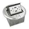 ENERLITES round pop-up floor box kit with dual USB charging ports and tamper-resistant outlet
