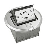 ENERLITES round pop-up floor/counter top box with 2.1A USB charger and tamper-resistant receptacle