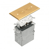 Enerlites 975506-SS stainless steel one-gang floor box kit installed flush with coin-lifted screw plug