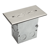 Enerlites 975506-C brass one-gang floor box kit with 20A tamper-resistant duplex receptacle