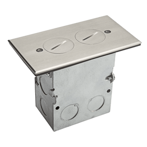 Enerlites 975506-C brass one-gang floor box kit with 20A tamper-resistant duplex receptacle - Available at Electrical Marketplace