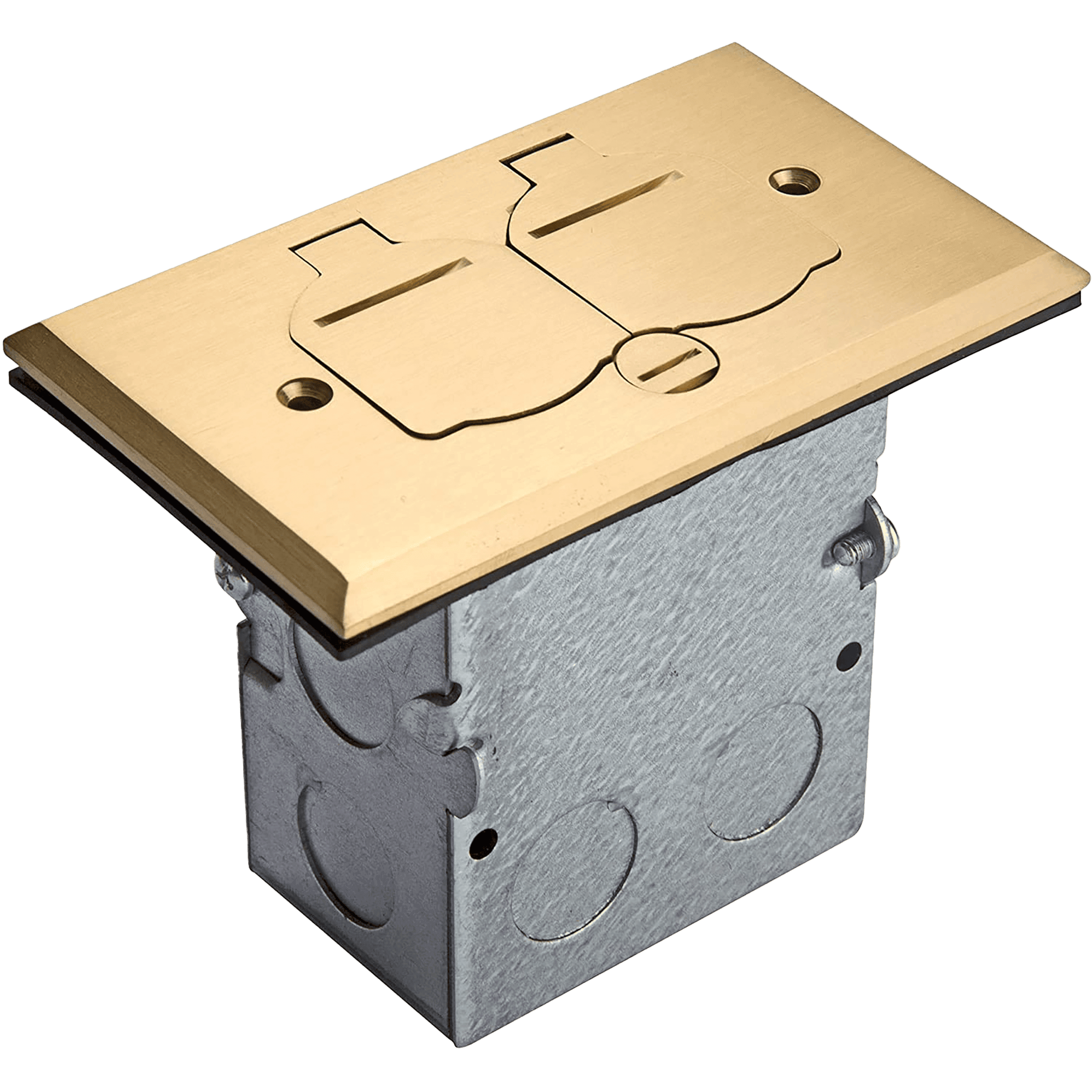 Enerlites 975507-S nickel-plated 1-gang floor box with tamper-resistant duplex outlet