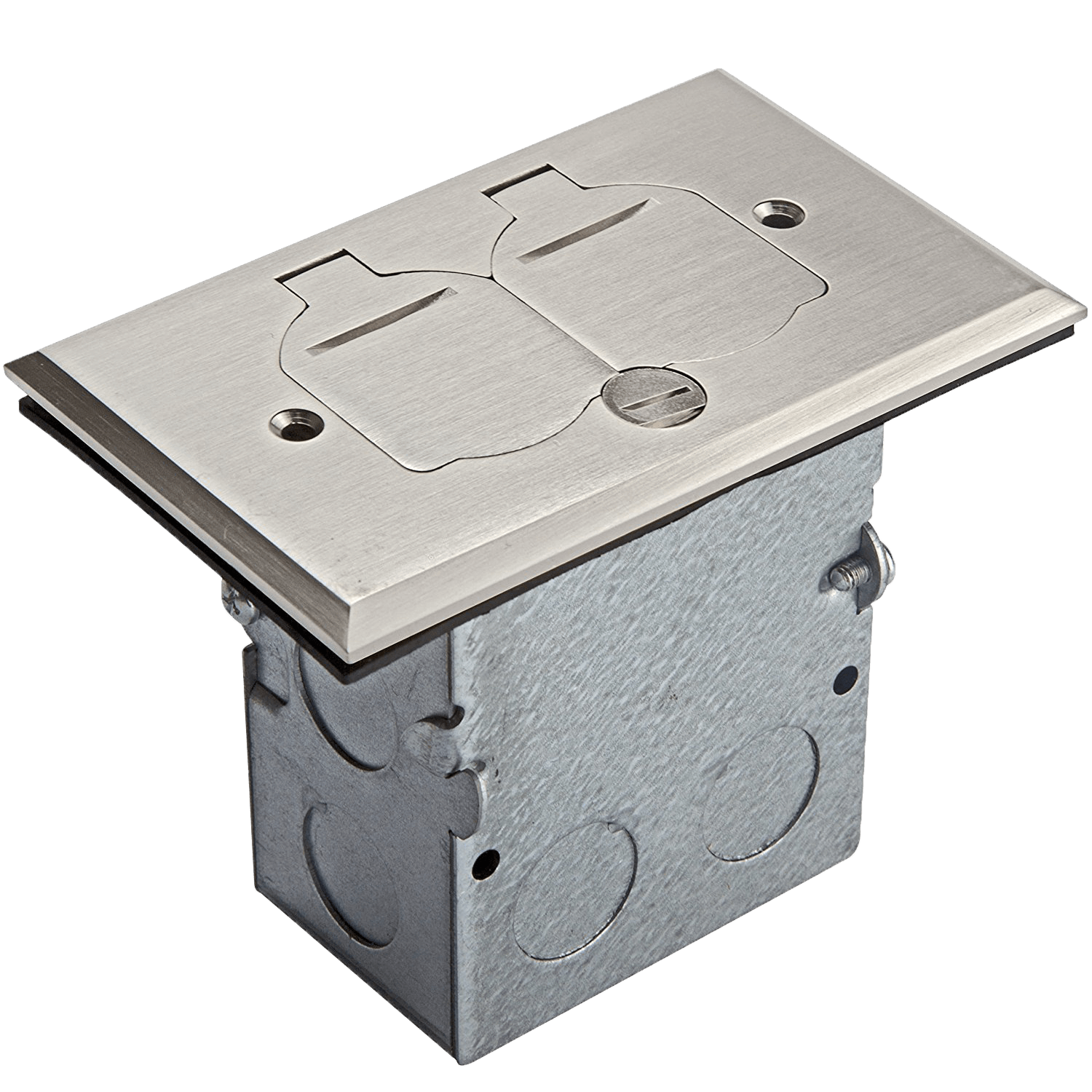 1-Gang Floor Box With Flip Lid Cover and 20 Amp Duplex Receptacle | Tamper/Weather Resistant | 125V | Enerlites 975507