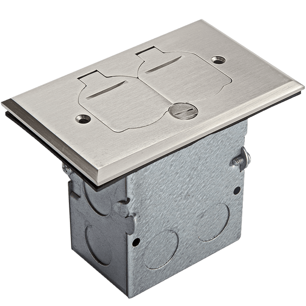 20 Amp 1-Gang Floor Box With Flip Lid Cover and Duplex Receptacle | Tamper/Weather Resistant