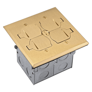 Enerlites 975549-C brass floor box kit with flip-lid cover - Available at Electrical Marketplace