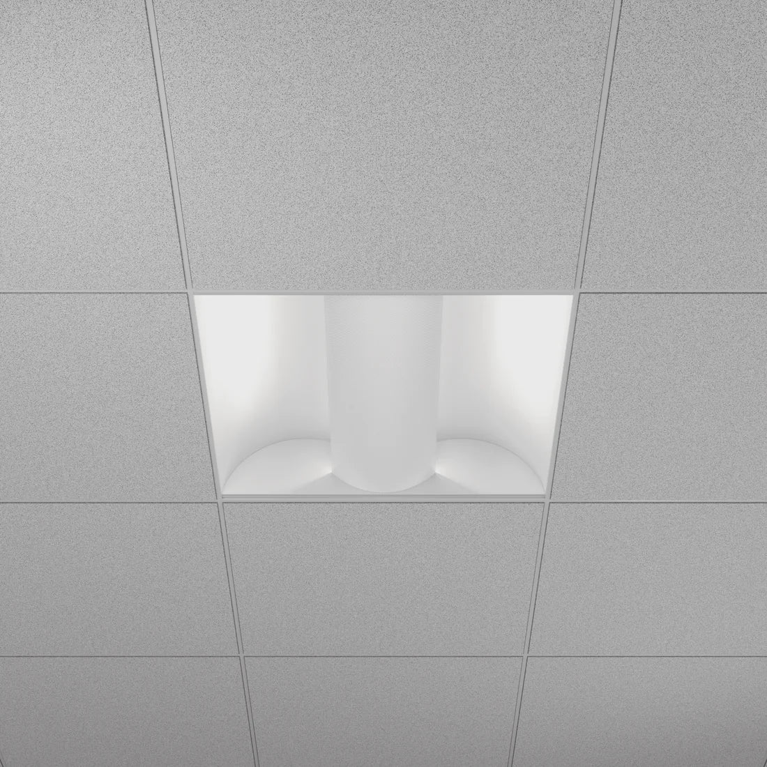 Architectural-two-by-two-lay-in-grid-indirect-center-basket-led-troffer-fixture