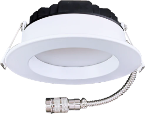 4-inch round LED regress fixture with frosted diffuser, selectable CCT, wet location rated, commercial and residential LED recessed lighting - Available at Electrical Marketplace