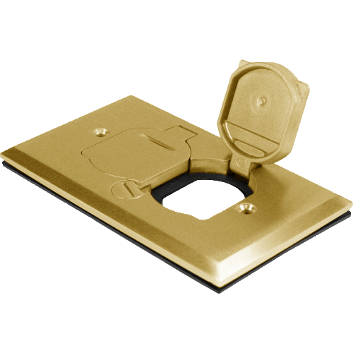 ENERLITES 1-Gang Floor Box Cover with Flip Lid, coin-operated, available in Satin (C975507-S) or Chrome (C975507-C), UL listed.