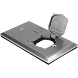 ENERLITES 1-Gang Floor Box Cover with Flip Lid, coin-operated, available in Satin (C975507-S) or Chrome (C975507-C), UL listed.