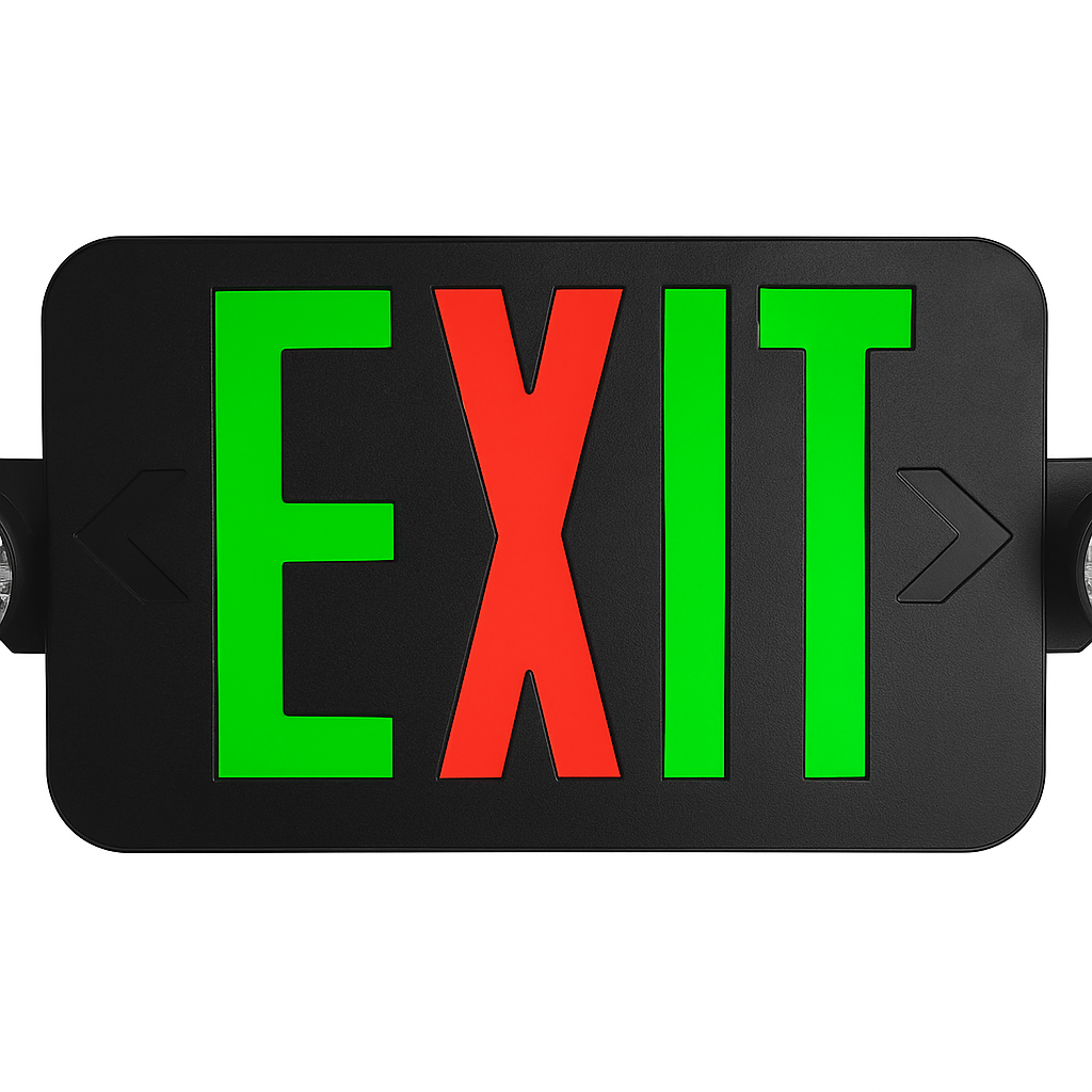 LED exit emergency combo CEU with dual voltage and battery backup illumination