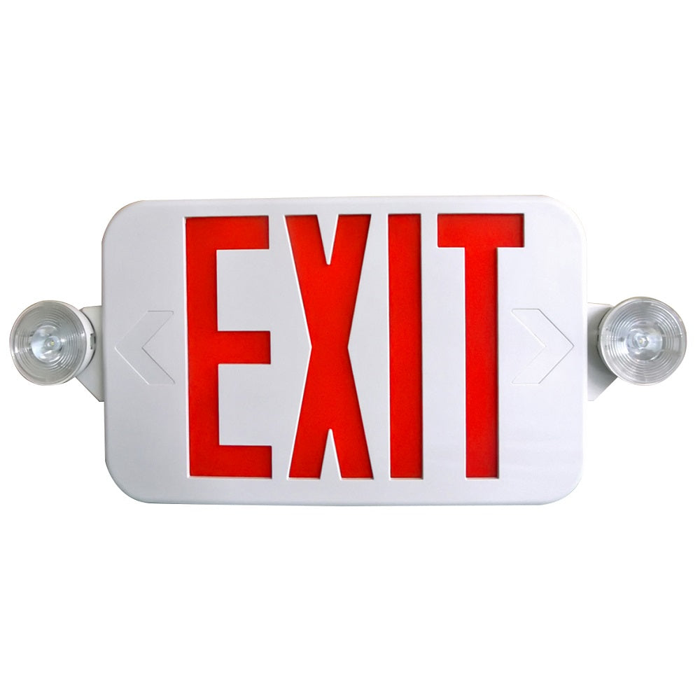 Thermoplastic exit sign with LED heads for emergency egress lighting system