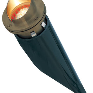 Hooded Brass and Stainless Steel In-Ground Well Light with PVC Sleeve – 12V MR16 Landscape Uplight