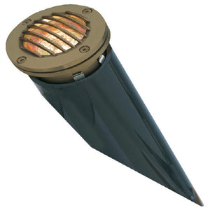 Louvered Brass and Stainless Steel In-Ground Well Light with PVC Sleeve – 12V MR16 Landscape Fixture