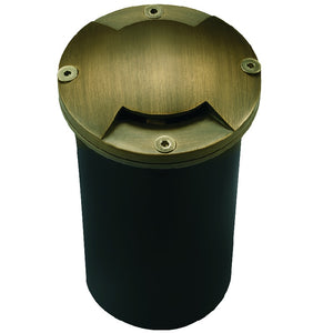90° Opposing Brass Marker Well Light with PVC Sleeve – Antique Bronze or Black Brass Finish – 12V MR16 Landscape Lighting