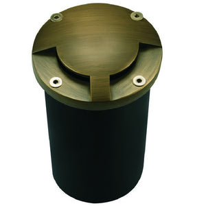 180° Brass Side-by-Side Marker Well Light with PVC Sleeve – Antique Bronze or Black Brass Finish – 12V MR16 Landscape Lighting Fixture