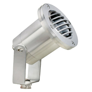 316 Marine Grade Stainless Steel Louvered Directional Light with Adjustable Yoke, MR-16 socket, tempered convex glass lens, ABS mounting spike for outdoor landscape lighting.