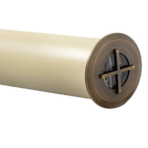 Cross lensed half-moon brass LED specialty light in antique bronze, gun metal, and silver finishes with integrated 3W CREE LED and color filters