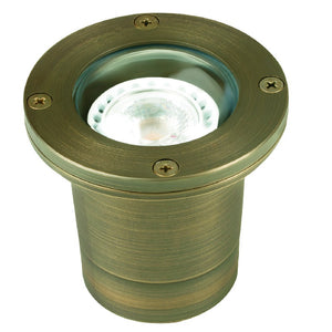 Lensed Well Light in Brass or 316 Stainless Steel with Convex and Flat Lens – MR16 In-Ground Landscape Fixture