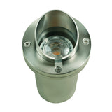 Hooded Brass and Stainless Steel Well Light with Tempered Convex Lens and Direct Burial Sleeve