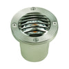 Louvered In-Ground Well Light in Brass and Stainless Steel with Tempered Convex Lens
