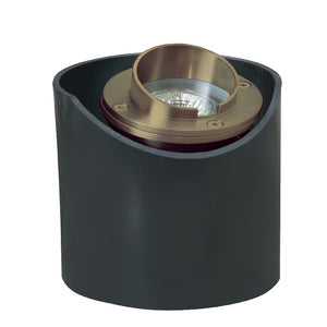 Adjustable Hooded In-Ground Well Light in Brass and 316 Stainless Steel with PVC Sleeve