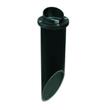 Hooded in-ground well light with PVC sleeve, available in aluminum, composite, or natural brass, Black or Natural Brass finishes, MR-16 compatible.