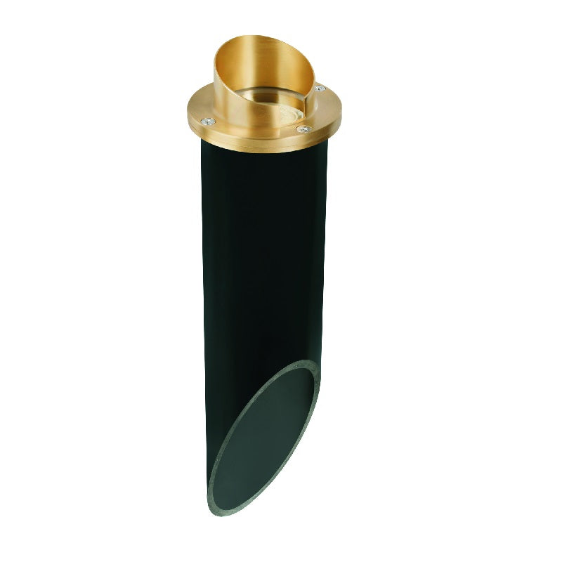 Louvered in-ground well light with PVC sleeve, available in aluminum, composite, or natural brass, Black or Natural Brass finish, MR-16 compatible.