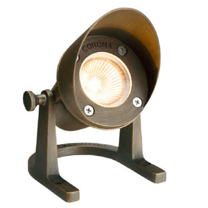 Brass hooded submersible light for ponds and fountains