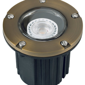 Adjustable Brass Lensed Well Light in Antique Bronze and Gun Metal with Drive-Over Rated Lens