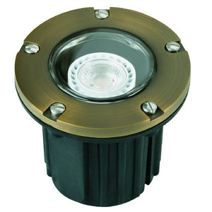 Adjustable Brass Lensed Well Light in Antique Bronze and Gun Metal with Drive-Over Rated Lens