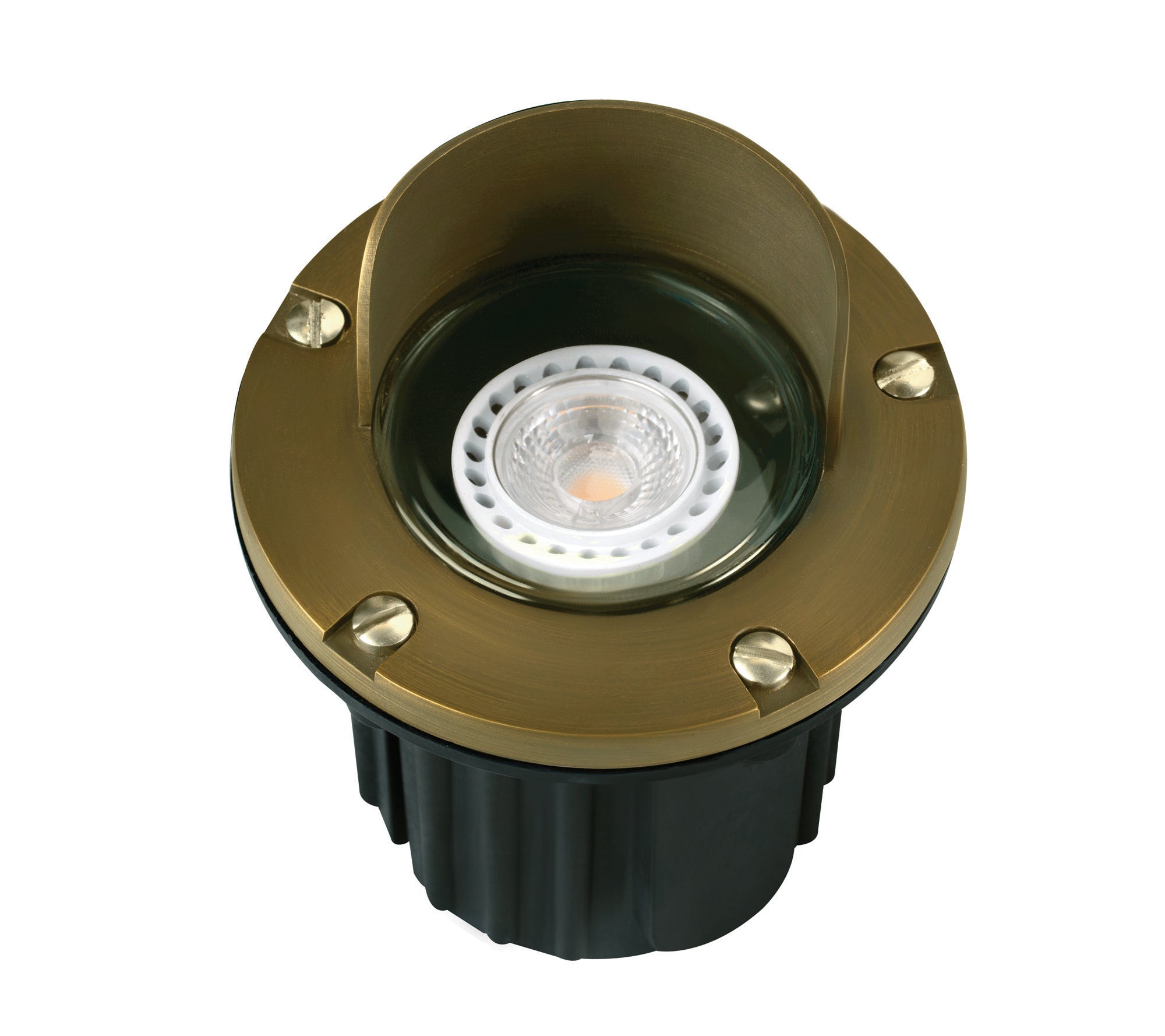 Adjustable Hooded Well Light | Brass MR16 In-Ground Fixture