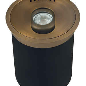 Adjustable Closed Brass Well Light with Antique Bronze Finish – MR-16 In-Ground Landscape Fixture