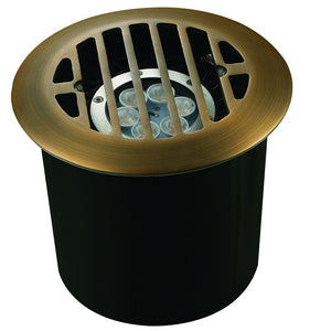 Louvered Brass and Stainless Steel In-Ground Well Light with PVC Sleeve – 12V MR16 Landscape Fixture
