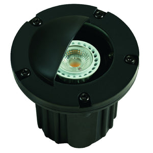 Adjustable Half-Moon Well Light in Composite with Black & Bronze Finishes, Outdoor In-Ground MR-16 Fixture with Shielded Illumination