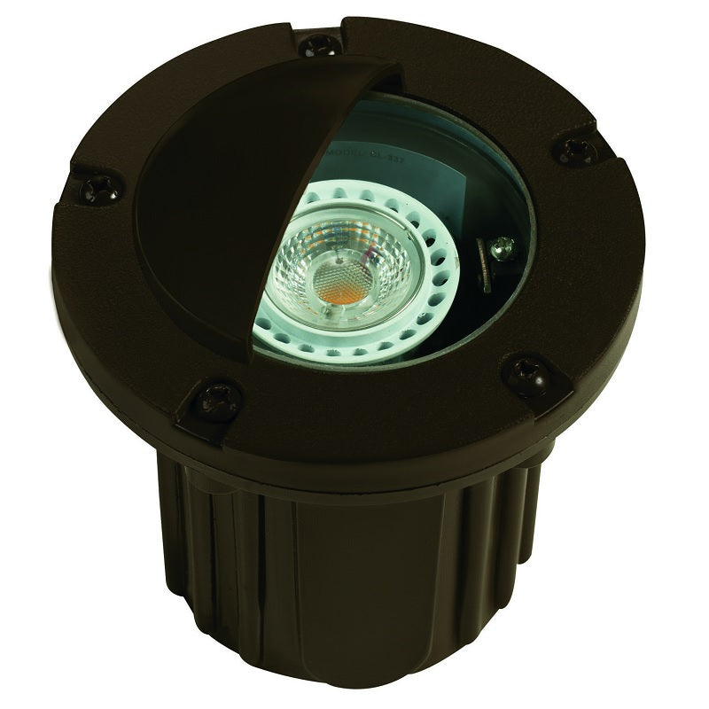 Adjustable Half-Moon Well Light in Composite with Black & Bronze Finishes, Outdoor In-Ground MR-16 Fixture with Shielded Illumination