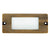 5.5 inch brass LED step light, small lensed backless box design, antique bronze, gun metal, and silver finishes, with frosted lens