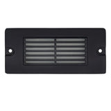 5.5-inch small louvered backless box step light in aluminum, Black or Bronze finish, with integrated 2.5W LED, surface mounted for masonry steps and walls.
