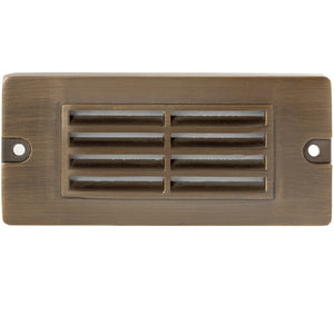 Smart Brass RGB-WW Bluetooth Louvered Step Light in Antique Bronze or Gun Metal finish, surface mounted, with frosted lens.