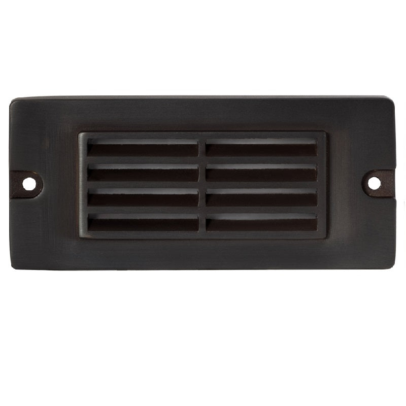 Smart Brass RGB-WW Bluetooth Louvered Step Light in Antique Bronze or Gun Metal finish, surface mounted, with frosted lens.
