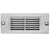 5.5 inch brass LED step light, small louvered backless box design, antique bronze, gun metal, and silver finishes with frosted lens
