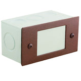 Lensed step light with aluminum housing and white polycarbonate lens, available in Black, Bronze, Rust, and White finishes for outdoor recessed step or wall lighting.